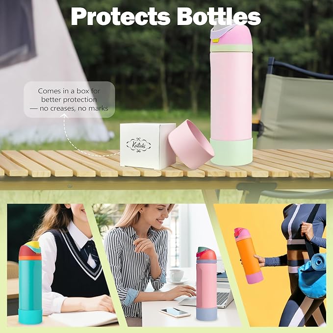 2PCS Silicone Boot for Owala 24oz FreeSip Water Bottle, Anti-Slip Scratch-Resistant Bottom Sleeve, Protective Sports Bottles Accessories, BPA-Free