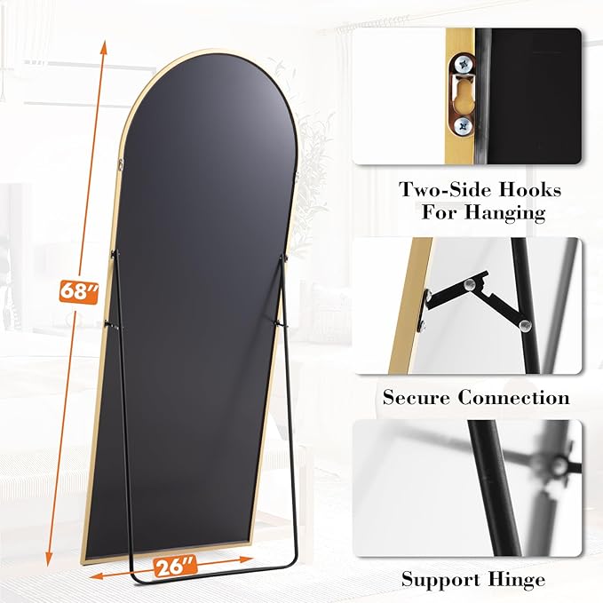 NEWBULIG Full Length Mirror, Upgraded Body Wall Mirrors with Shatter-Proof Glass, Floor Standing Mirror, Home Wall Decor