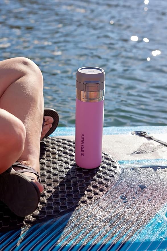 STANLEY Quick Flip GO Water Bottle 24 oz | Push Button Lid | Leakproof and Packable for Travel and Sports | Insulated Stainless Steel | BPA-Free | Lilac 2.0