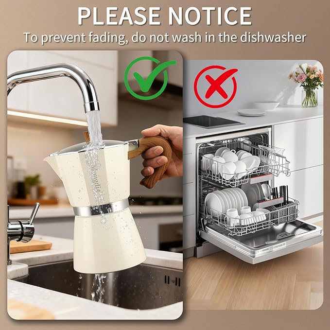 Mongdio Stovetop Espresso Maker Moka Pot, Cuban Coffee Maker Stove top coffee maker Moka Italian Espresso Greca Coffee Maker Brewer Percolator, 9 Espresso Cups, 15 oz - White