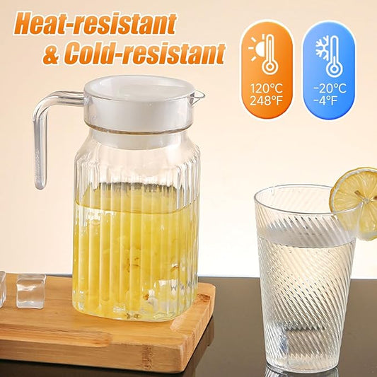 27oz Acrylic Pitcher with Lid and Spout, 800ml Small Hot/Cold Water Jug for Iced Tea Pitcher for Coffee, Juice and Iced Tea Beverage Carafe with Lid (800ml)