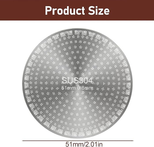 51mm Espresso Puck Screen, 1.7mm Thick 150μm Stainless Steel Coffee Filter Plate, Reusable Lower Shower Screen for 51mm Portafilter Baskets, Anti-Channeling Barista Tool