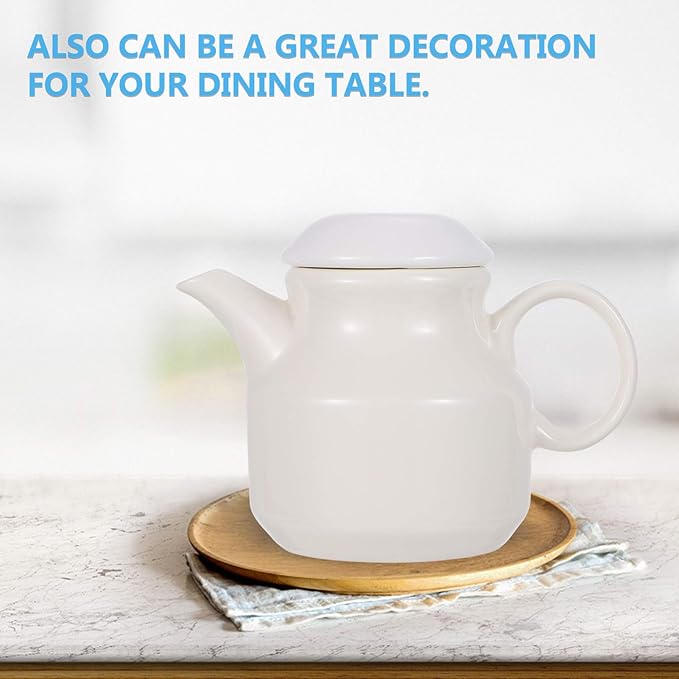 Cabilock Ceramic Creamer Pitcher with Lid and Handle 5.5 Inch Small Milk Cup Sauce Pot for Kitchen Dining Serving Entertaining