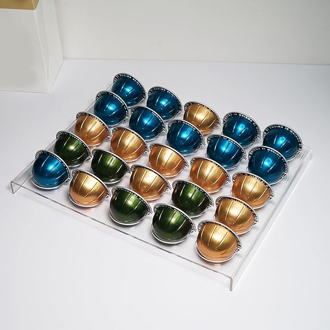 TOPINCN Coffee Capsule Storage Tray Acrylic Drawer Insert Organizer Holds 35 Pods with Clear Stylish Design for Kitchen Home Office Cafe Countertop