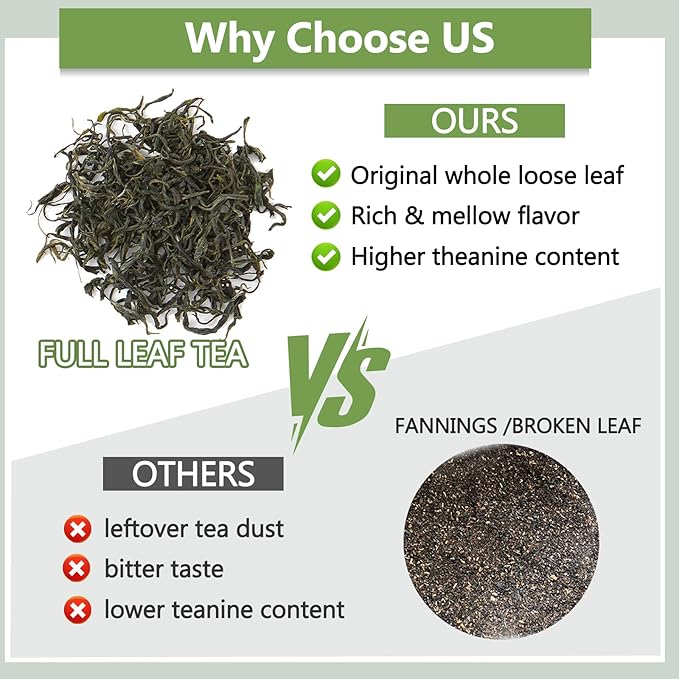 RIANTEA Organic Emerald Green Tea Bags 100% Natural Whole Leaf Tea Bag Naturally Sugar Free Low Caffeine Teabag Premium Original Leafy Green Tea Bag Suitable for Gifts Office Reception (20 Counts)