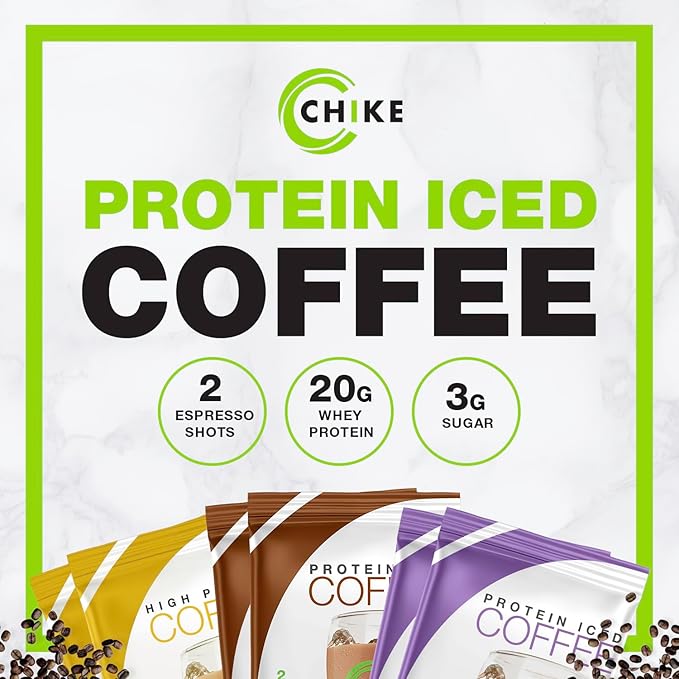Chike High Protein Iced Coffee Naturally Sweetened Sampler Pack, 20 G Protein, 2 Shots Espresso, Non-GMO, Keto Friendly and Gluten Free, 6 Single Serve Packets