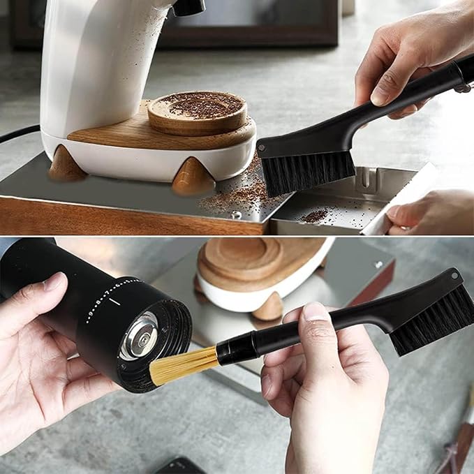 Coffee Machine Cleaning Brushes 2Pcs, Detachable Dusting Bar Espresso Coffee Machine Grinder Cleaning Brushes, Two Head Brushes for Bean Grain Coffee Tool Tabletop Barista Home Kitchen Dual Purpose