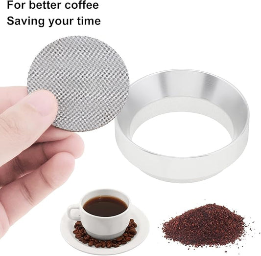 TQEONKL 51mm Espresso Dosing Funnel & Magnetic Puck Screen – 316 Stainless Steel, 1.7mm Reusable Filter