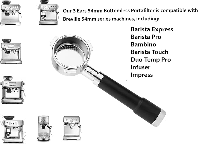 LILQ 54mm Spouted Portafilter Compatible with Breville Barista Express, Barista Pro, Bambino, and More – 18-20g basket included (Rosewood, 54mm Double Spouts)