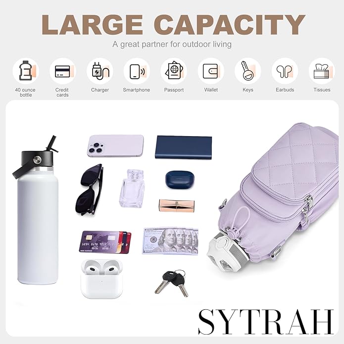 Water Bottle Bag Crossbody，Insulated Water Bottle Purse Crossbody Water Bottle Holder with Strap 40 oz