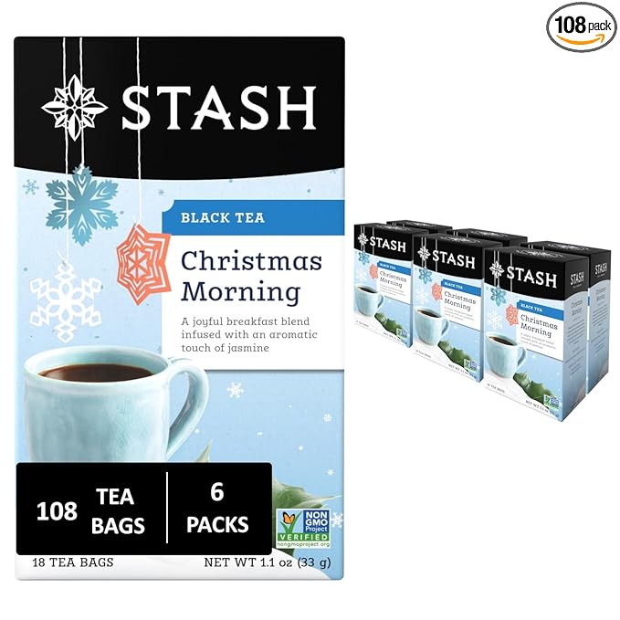 Stash Christmas Morning Black Tea, Non-GMO, 18 Tea Bags (Pack of 6)
