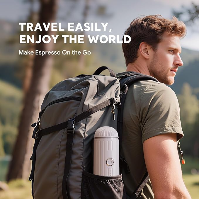 Portable Electric Espresso Coffee Maker for Ground Coffee & NS Capsule Espresso Machine Fast Self-Heating Technology‌ with USB-C Perfect for RV, Hiking, Camping, Office & On-the-Go Lifestyles, White