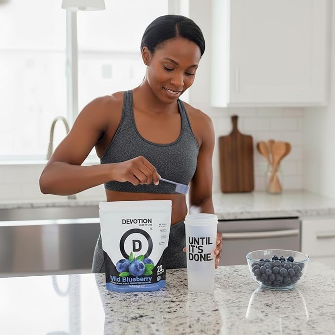 Devotion Nutrition Protein Powder Wild Blueberry – 20g Whey Isolate & Casein Protein Blend – No Added Sugar, Low Carb, Gluten-Free, Keto-Friendly, 1g MCT, Kosher – 2lb Pouch