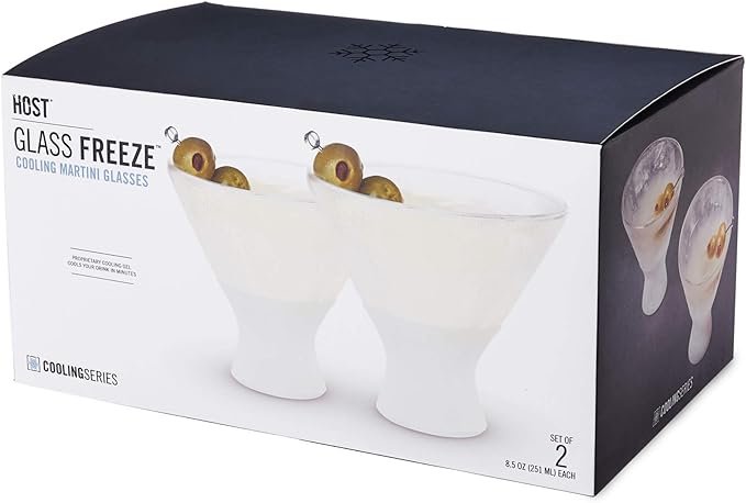 Host Stemless Martini Glasses, Cocktail Glasses, Double Walled Insulated Drinking Glass, Frozen Cups to Keep Your Drinks Cold, Set of 2