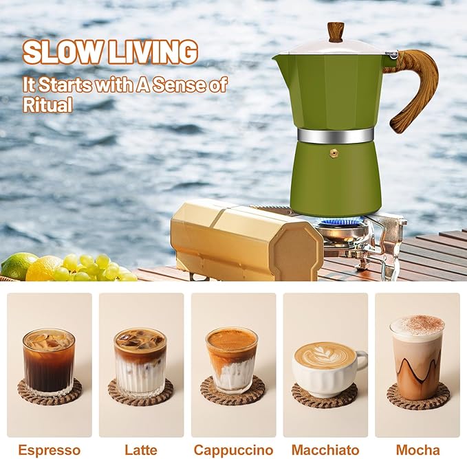 DITOSH 3 Cup Aluminum Espresso Stovetop Moka Pot Express Coffee Maker Percolator Italian Classic Mocha Coffee Machine for Italian and Cuban Cafe Brewing for Home & Camping 150ml 5oz