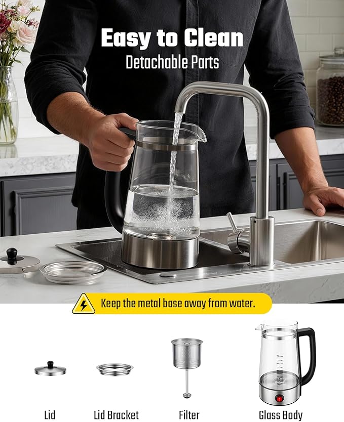 KIDISLE Percolator Coffee Pot Electric Coffee Maker, Brews 2–10 Cups, Auto Keep Warm, Stainless Steel Basket, Borosilicate Glass, Easy-Pour Spout, Cool-Touch Handle