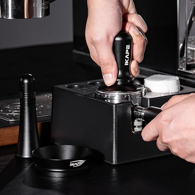 IKAPE 51MM Espresso Tamper Kit 4 in 1, Coffee Tamper, WDT Tool, Paper Filters (200pc), Dosing Funnel