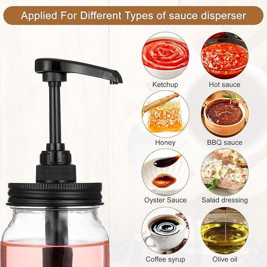 8 Pack Mason Jar Syrup Dispenser Pump Lids Coffee Syrup Dispenser for Regular Mouth Mason Jar Rustproof Plastic Pump for Honey, Liquid Condiments, Ketchup, Coffee Glaze