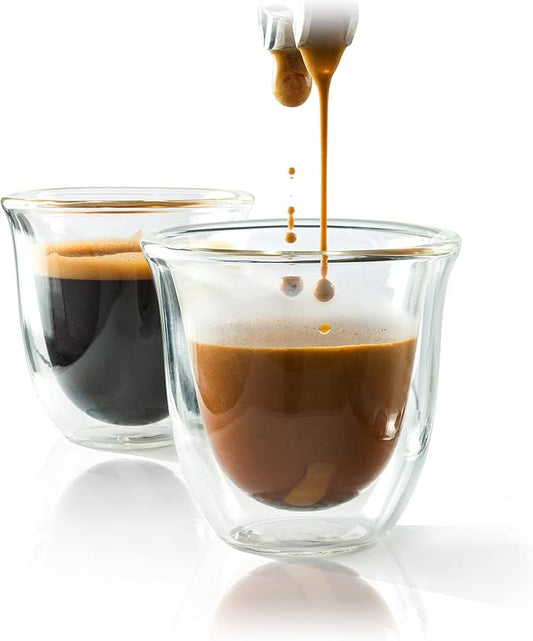 Brod & Taylor Double-Wall Insulated Espresso Glass Cups (Set of 2, 2oz / 60ml)