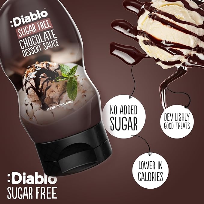 Diablo Chocolate Dessert Sauce | Sugar Free | Gluten Free | Diabetic Friendly | Hamper Available - Perfect for Gifting | 360g