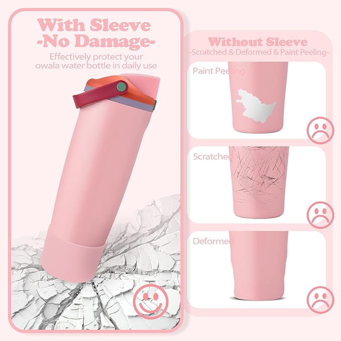 Silicone Boot for Owala 30oz & 40oz FreeSip Sway Bottles & Tumblers - Non-Slip, Scratch-Resistant, Stability Enhancer, Available in 12 Colors (Sugar High Pink)