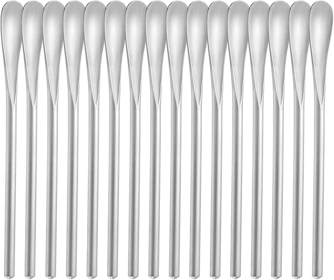 16-Pack 5" / 12.8cm Stainless Steel Long Handle Stirring & Mixing Spoon – Reusable Bar Tool for Coffee, Tea, Iced Drinks & Cocktails