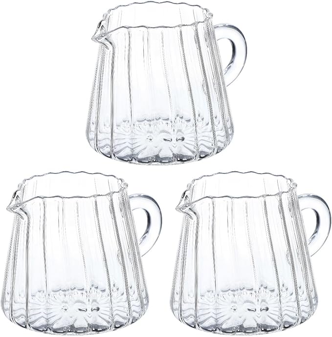 Glass Milk Frothing Pitcher 12Oz Clear Creamer Jug for Coffee Tea Syrup Serving Home Restaurant Use