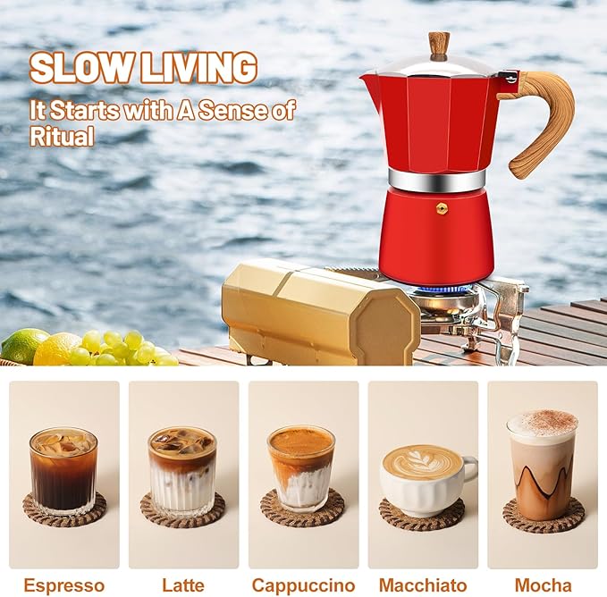DITOSH 3 Cup Aluminum Espresso Stovetop Moka Pot Express Coffee Maker Percolator Italian Classic Mocha Coffee Machine for Italian and Cuban Cafe Brewing for Home & Camping 150ml 5oz