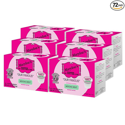 Marylou's Mocha Mint Flavored Gourmet Coffee - Dark Roast, K-Cup Pods, 72 Count