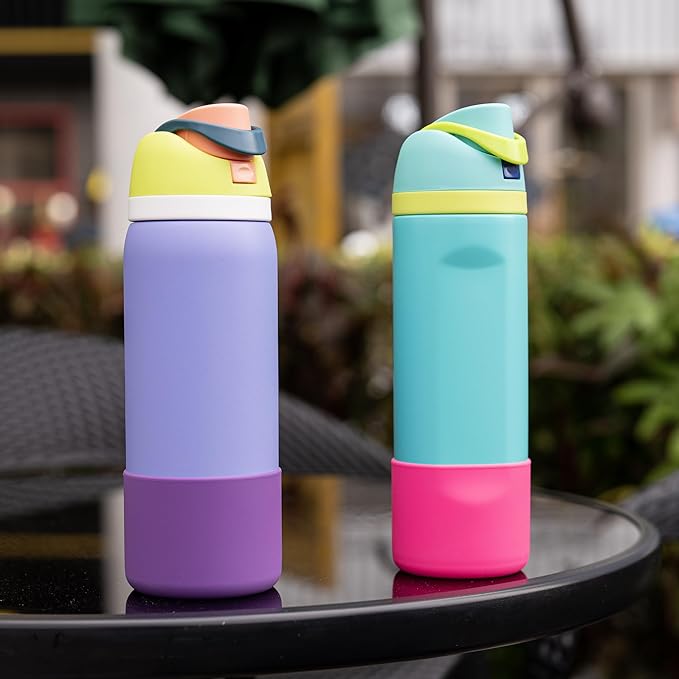 Silicone Water Bottle Boot for Owala 40 oz, Anti-Slip Protective Sleeve for Owala Twist & FreeSip & Flip Stainless Steel Water Bottle, Boot Bottom Base (Purple)