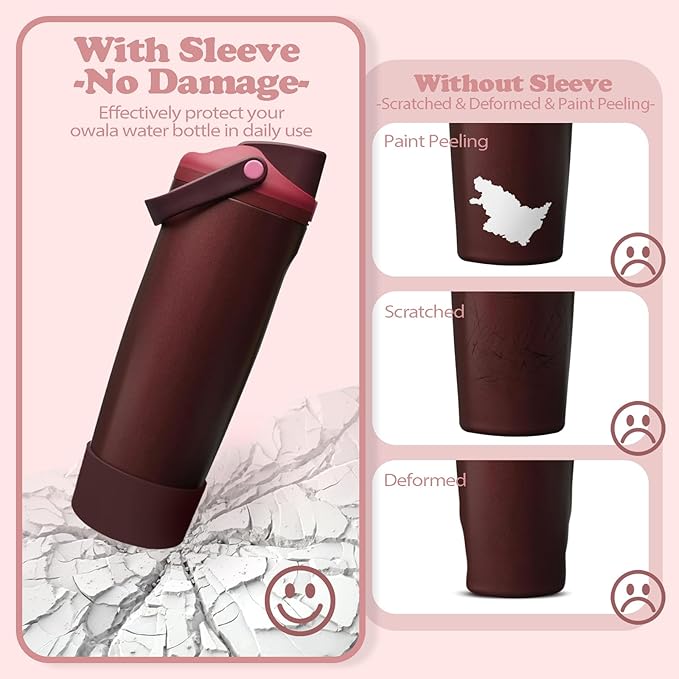 2PCS Silicone Boots for Owala 30oz & 40oz FreeSip Sway Bottles & Tumblers – Non-Slip, Scratch-Resistant, Stability Enhancer for Owala Accessories (Black Cherry)