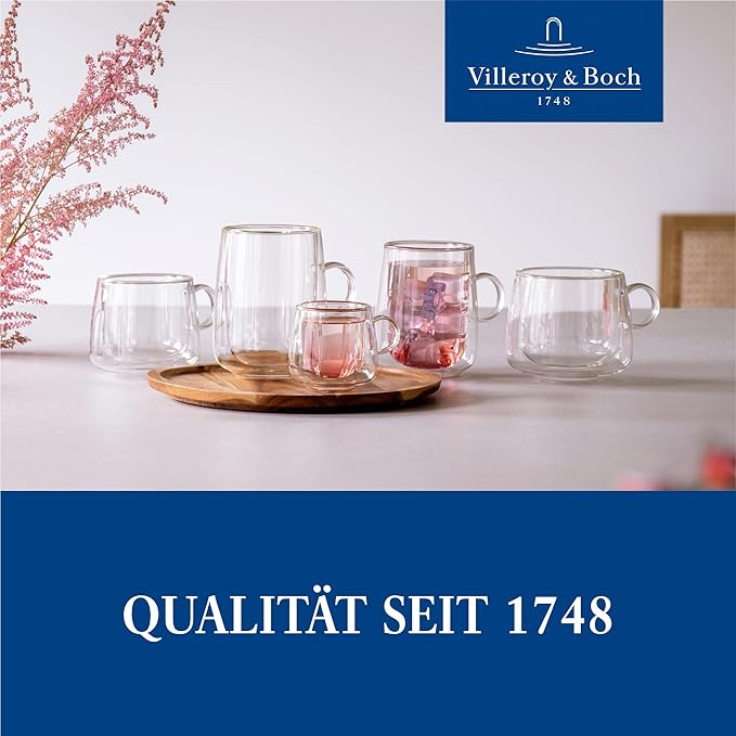 Villeroy & Boch – Artesano Hot & Cold Beverages Latte Macchiato Glass, Set of 2 Glasses, Double-Walled Glasses for Cold and Hot Beverages, 11.75 oz, Borosilicate Glass, Dishwasher-Safe, Microwave-Safe