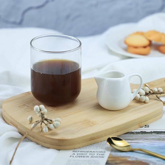 CHOOLD 2 pcs Mini White Ceramic Creamer with Handle, Coffee Milk Creamer Pitcher - White - 3 oz