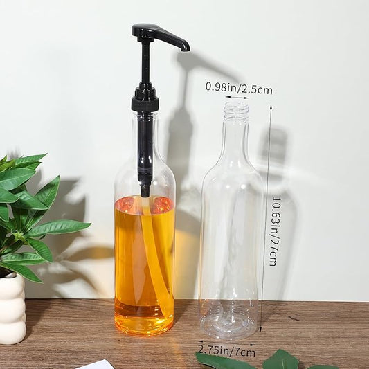 25 oz Syrup Bottles with Pump Long Neck Bottles Plastic Syrup Pump Dispenser for Coffee Bar Accessories Home Party(6 Pcs)