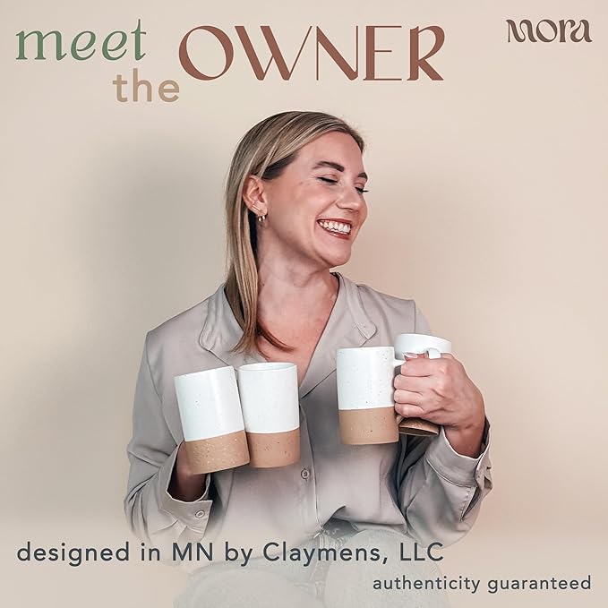 MORA Ceramics 12oz Coffee Mug Set of 4 - Ceramic Tea Cups with Handle - Microwave and Dishwasher Safe, Perfect For Cup or Mug Lovers - Rustic Matte Glaze, Modern Design Mugs - Petro