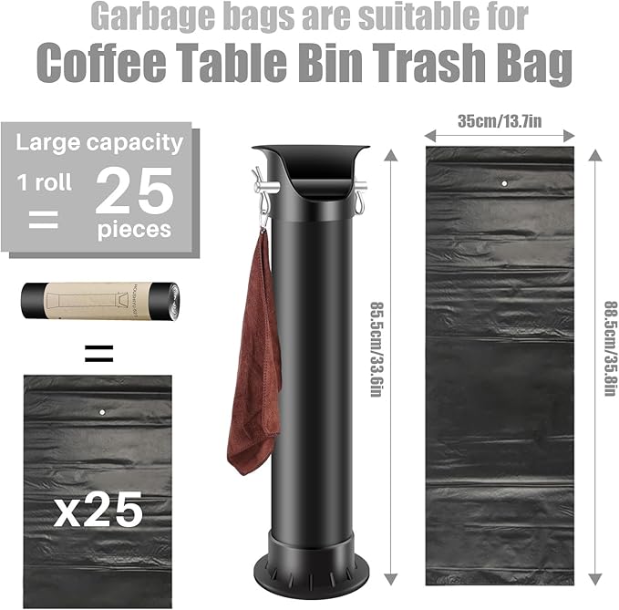 Trash Bags Large for Espresso Coffee Grounds Standing Knock Box 17L Commercial Garbage Bags for Floor Knock Box Coffee Shop Essentials 13.7''X35.8'',2 Roll/50 pcs