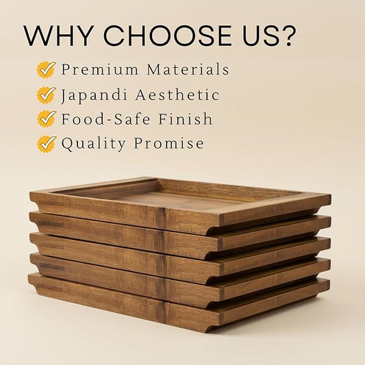 Wood Serving Tray with Handles - Large Acacia Wooden Tray for Coffee Table Ottoman Kitchen Counter - Decorative Food Tray Serving Platter - Rectangle Dinner Tray 15.7"x11"