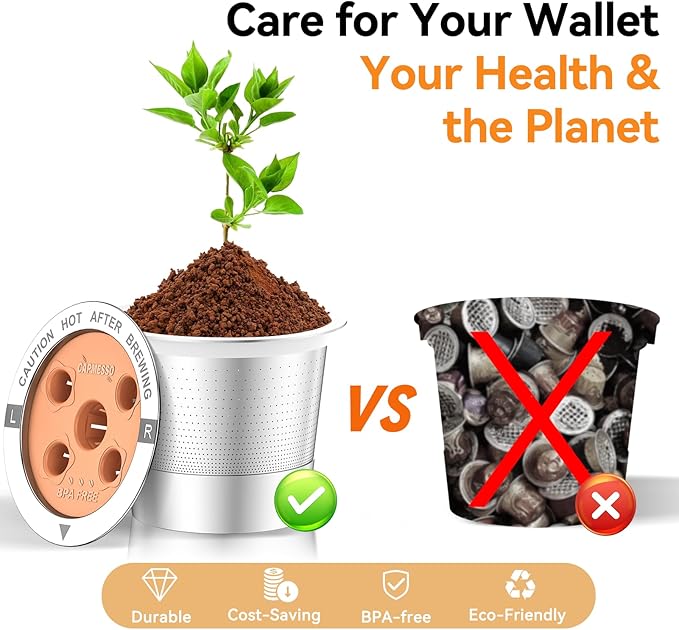 CAPMESSO Reusable K Cups for Keurig: 2025 Updated My K Cup Stainless Steel Coffee Filter Refillable Coffee Pods for K Supreme/K Slim/k-Duo Gen 2/K-Brew Chill with Multistream Technology (1 Pack)