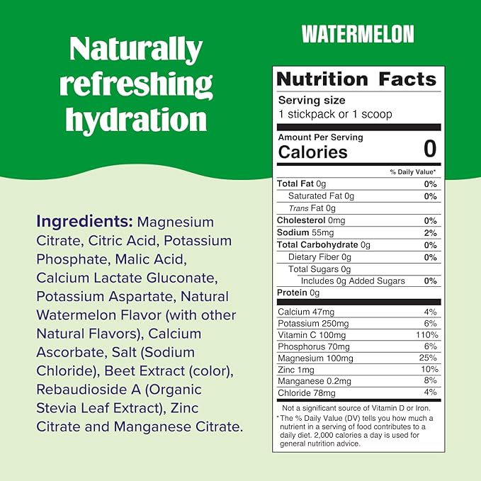 Ultima Replenisher Daily Electrolyte Powder Drink Mix – Sugar Free – Watermelon, 30 Servings – Hydration Powder with 6 Key Electrolytes and Trace Minerals – Keto Friendly, Vegan, Non-GMO