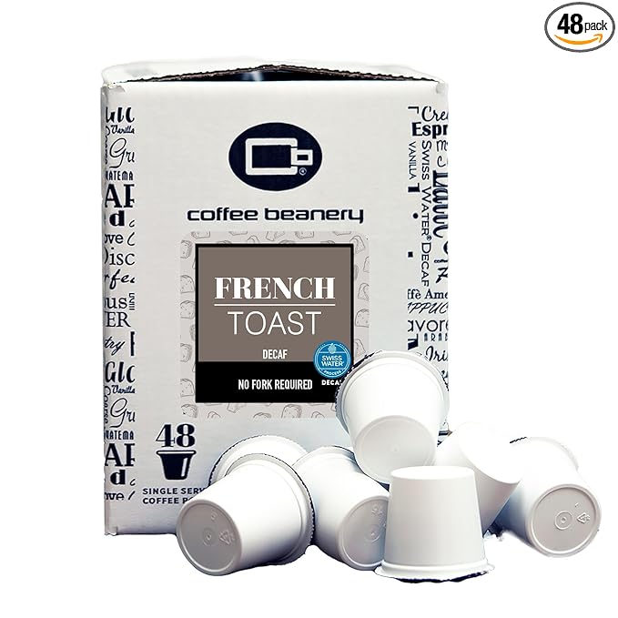 French Toast Decaf Coffee Pods by Coffee Beanery | 48ct Bulk Medium Roast Arbica Coffee