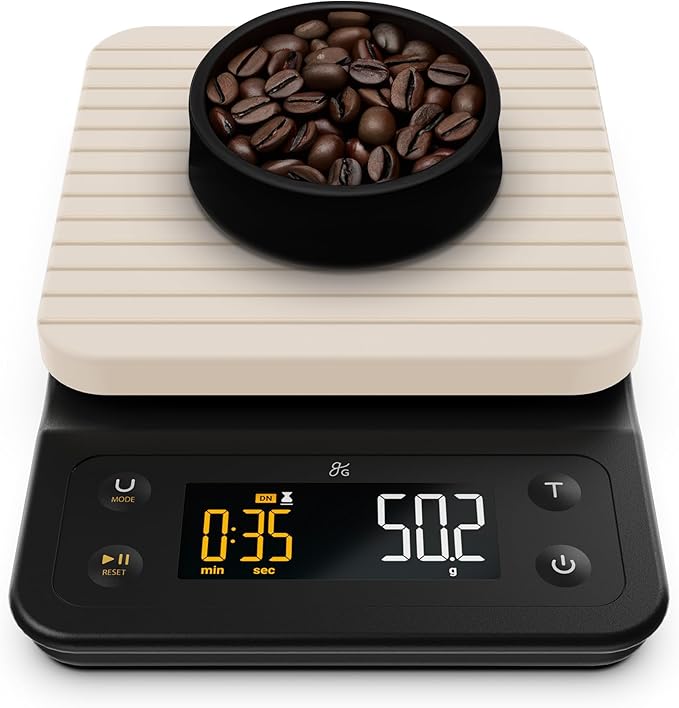 Greater Goods Electric Gooseneck Kettle and Coffee Scale, Designed in St. Louis, Birch White