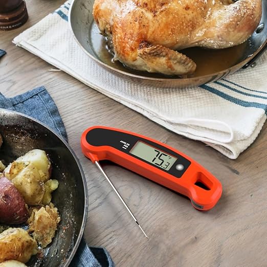 Lavatools Javelin® PRO Duo Ultra-Fast 2-Second Professional Digital Instant Read Meat Thermometer for Grill and Cooking, Auto-Rotating Backlit Display, IP65 Water Resistant, NSF Certified – Tangerine