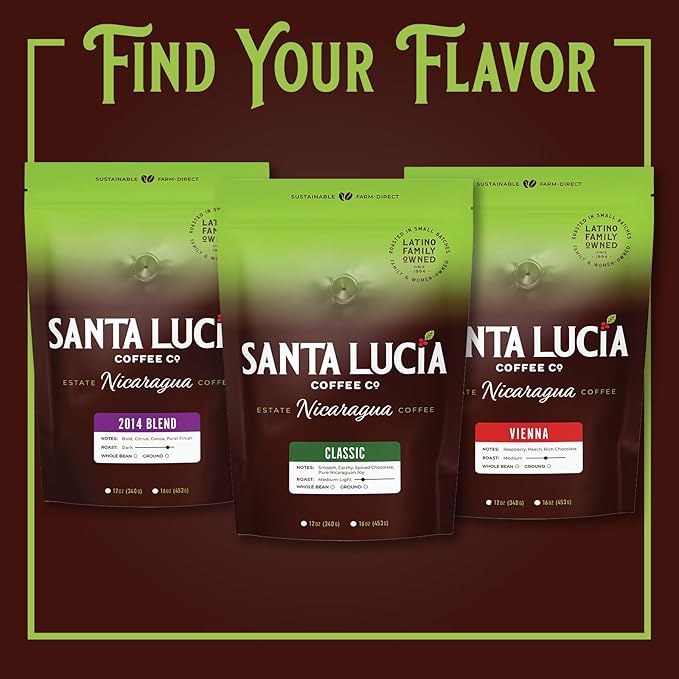 Santa Lucia Coffee - 2014 Nicaraguan Roast Coffee - Rich in Minerals - Low Acididity - Natural Sweetness - Strong & Bold Flavor - Subtle Undertones & Smoothness - Ground - 16oz. (Pack of 2)
