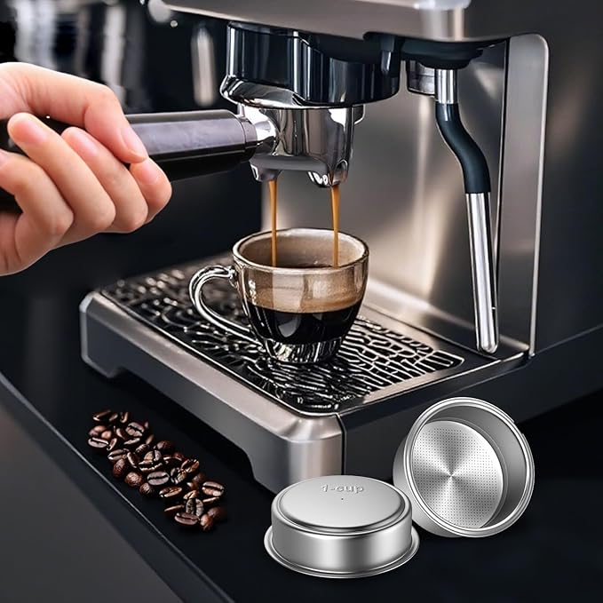 51mm Portafilter Basket Double Layer Pressurized Filter Basket Stainless Steel Coffee Portafilter Basket Espresso Filter Basket