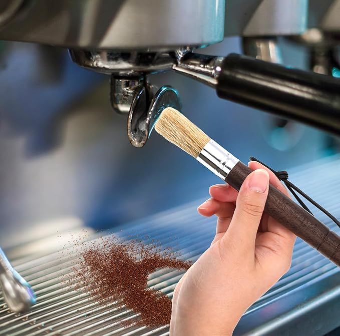 2 Pack Coffee Grinder Cleaning Brush, Espresso Machine Brush with Wooden Handle and Natural Bristles, Coffee Grinder Cleaner Brushes for Home Kitchen Espresso Machine Cleaner Tool