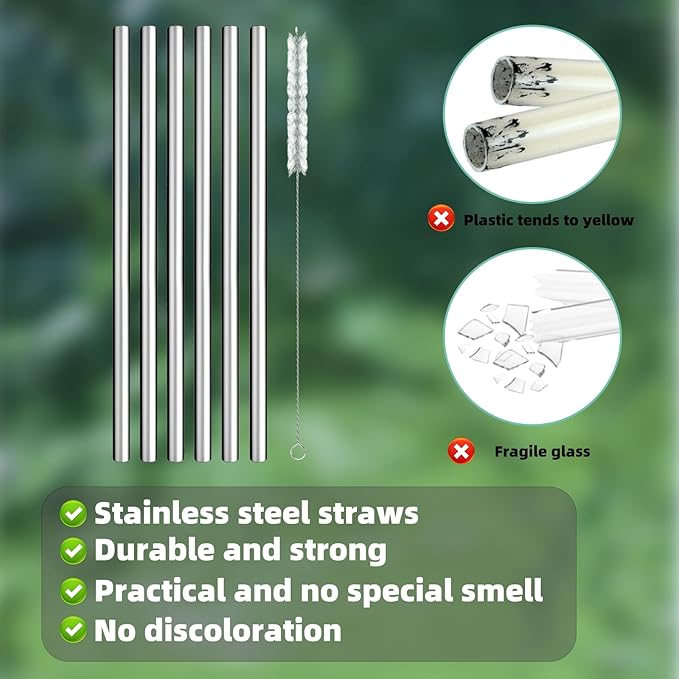 Straw Replacement for Owala Water Bottle 24 oz 32 oz, Reusable Stainless Steel Straws with 1 Cleaner Brush, BPA-free Dishwasher Safe Accessories Compatible with Owala Water Bottle