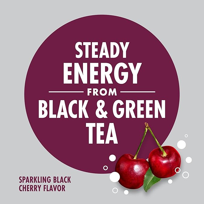 V8 +Energy Sparkling Black Cherry Juice Energy Drink, 11.5 fl oz Can (12 Pack)