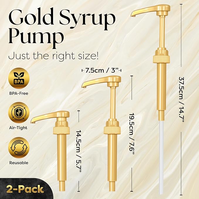 2 Pack Fresh Finest Coffee Syrup Pump Dispenser, Syrup Pump is Compatible with Torani, Davinci, Jordans Skinny Syrups, Fits 25.4 Oz/750 ML Bottles, for Coffee Syrups, Teas, Snow Cones, Smoothies