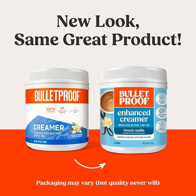 Bulletproof French Vanilla Creamer, 14.8 Ounces, Keto Coffee Creamer with MCT Oil and Grass-Fed Butter