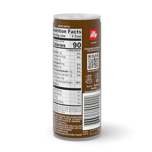 illy Ready To Drink, Cappuccino Cold Brew Coffee Cans, 100% Arabica, Premium Italian Coffee, 8.45oz, 12 Pack